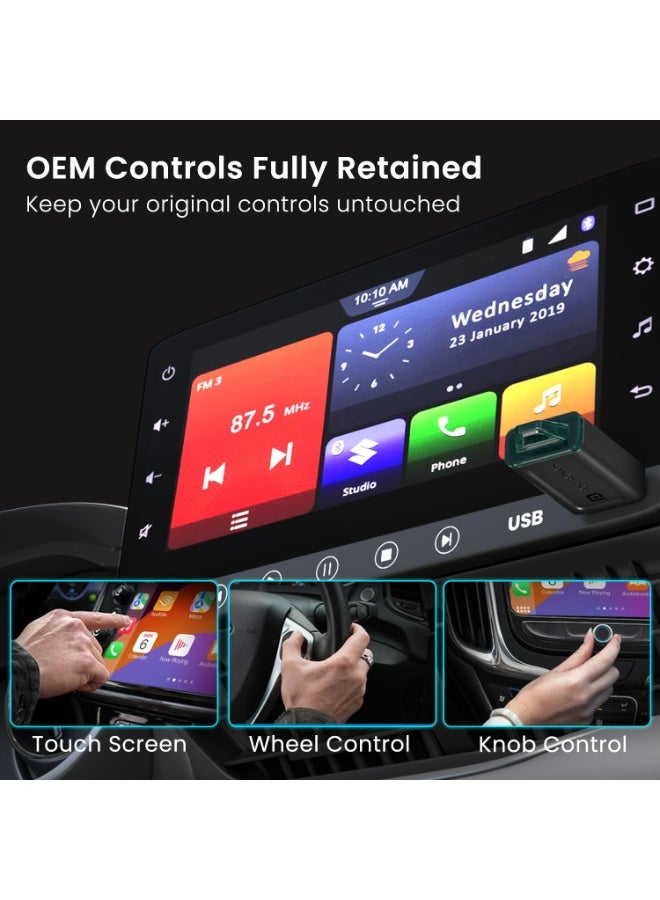 بورترونيكس Portronics Tune Lite, Mini 2-in-1 Wireless CarPlay/Android Auto Receiver, Converts Wired to Wireless, Plug & Play, Only for Cars with OEM Installed Wired Android Auto/CarPlay, Android 12+ & iOS 15+ - Image 4